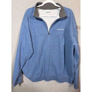 Columbia Men's 2XL Blue Gray Quarter Zip Pullover Sweatshirt Activewear Fleece